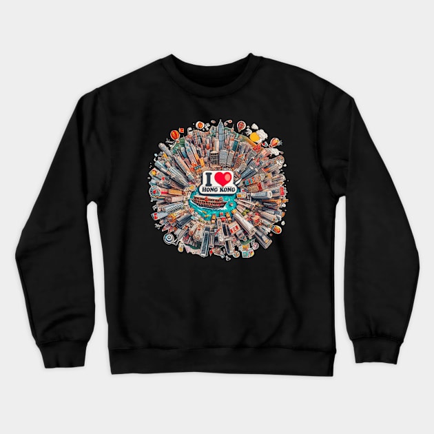 I Love Hong Kong Crewneck Sweatshirt by BukovskyART